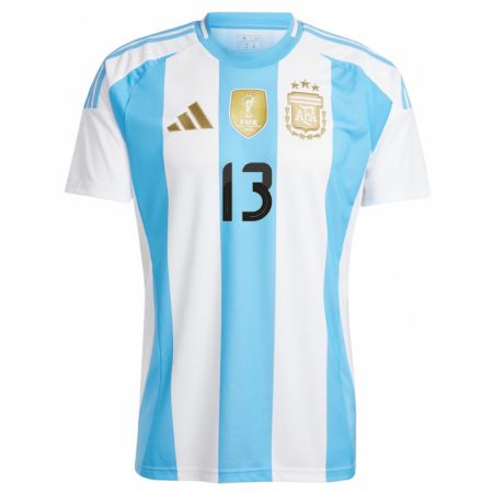 Kandiny Férfi Argentína Thiago Schiavulli #13 Fehér Kék Hazai Jersey 24-26 Mez Póló Ing