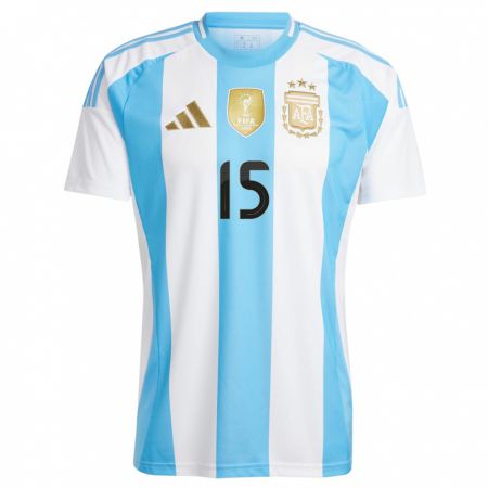 Kandiny Férfi Argentína Nico  #15 Fehér Kék Hazai Jersey 24-26 Mez Póló Ing