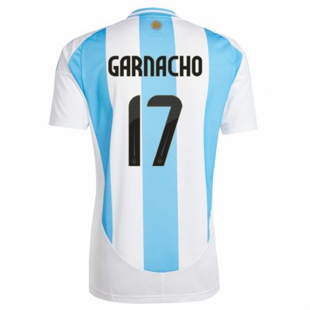 Kandiny Férfi Argentína Alejandro Garnacho #17 Fehér Kék Hazai Jersey 24-26 Mez Póló Ing