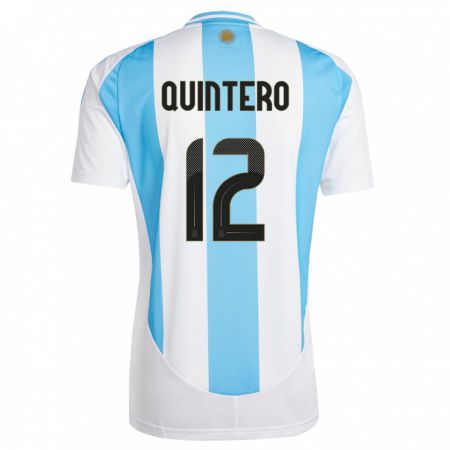 Kandiny Férfi Argentína Valentino Quintero #12 Fehér Kék Hazai Jersey 24-26 Mez Póló Ing