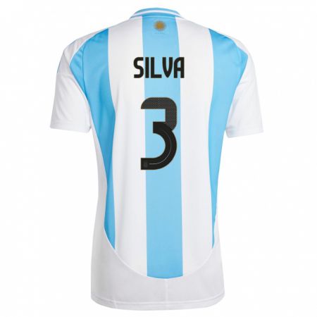 Kandiny Férfi Argentína Tomas Silva #3 Fehér Kék Hazai Jersey 24-26 Mez Póló Ing