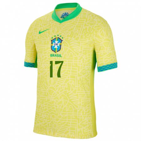 Kandiny Férfi Brazília Juninho #17 Sárga Hazai Jersey 24-26 Mez Póló Ing