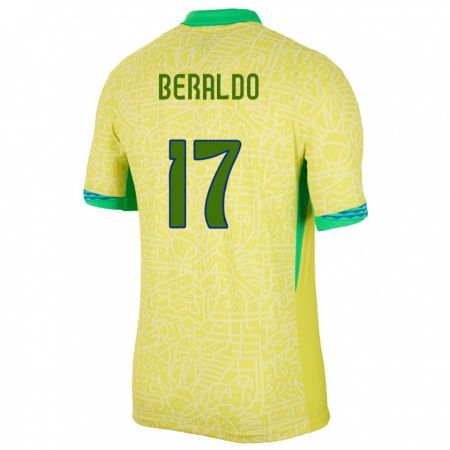 Kandiny Férfi Brazília Lucas Beraldo #17 Sárga Hazai Jersey 24-26 Mez Póló Ing