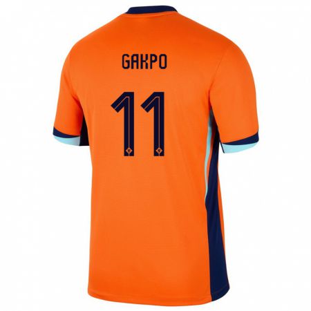 Kandiny Férfi Hollandia Cody Gakpo #11 Narancs Hazai Jersey 24-26 Mez Póló Ing