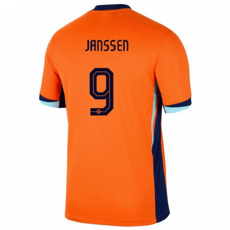 Kandiny Férfi Hollandia Vincent Janssen #9 Narancs Hazai Jersey 24-26 Mez Póló Ing