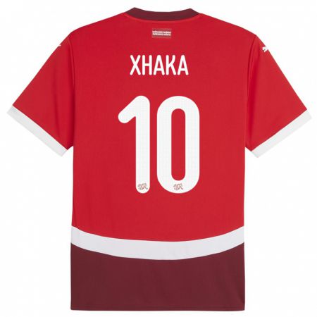 Kandiny Férfi Svájc Granit Xhaka #10 Piros Hazai Jersey 24-26 Mez Póló Ing