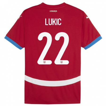 Kandiny Férfi Szerbia Sasa Lukic #22 Piros Hazai Jersey 24-26 Mez Póló Ing