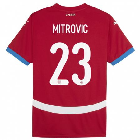 Kandiny Férfi Szerbia Vuk Mitrovic #23 Piros Hazai Jersey 24-26 Mez Póló Ing
