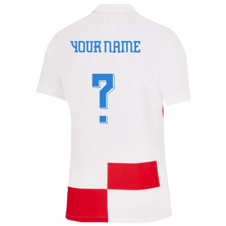 Kandiny Férfi Horvátország Az Ön Neve #0 Fehér Piros Hazai Jersey 24-26 Mez Póló Ing
