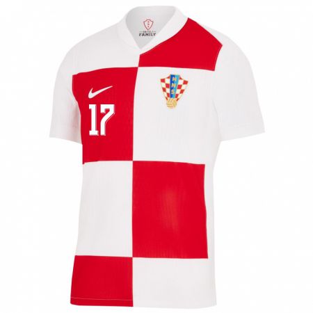 Kandiny Férfi Horvátország Roko Brajkovic #17 Fehér Piros Hazai Jersey 24-26 Mez Póló Ing