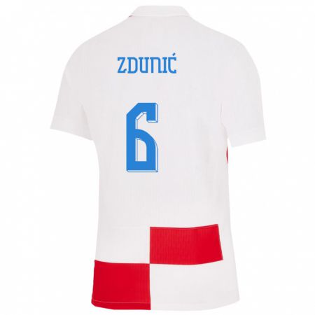 Kandiny Férfi Horvátország Lea Zdunic #6 Fehér Piros Hazai Jersey 24-26 Mez Póló Ing