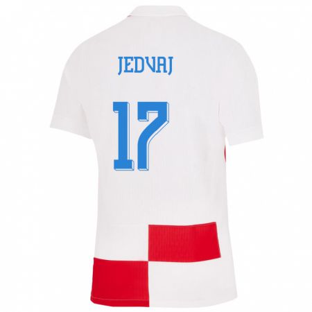Kandiny Férfi Horvátország Karla Jedvaj #17 Fehér Piros Hazai Jersey 24-26 Mez Póló Ing