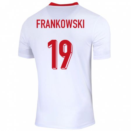 Kandiny Férfi Lengyelország Przemyslaw Frankowski #19 Fehér Hazai Jersey 24-26 Mez Póló Ing