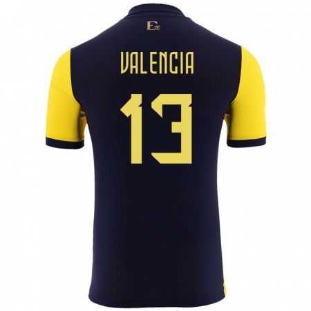 Kandiny Férfi Ecuador Enner Valencia #13 Sárga Hazai Jersey 24-26 Mez Póló Ing