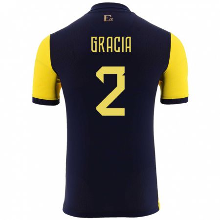 Kandiny Férfi Ecuador Ericka Gracia #2 Sárga Hazai Jersey 24-26 Mez Póló Ing