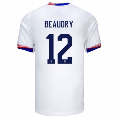 Kandiny Férfi Egyesült Államok Adam Beaudry #12 Fehér Hazai Jersey 24-26 Mez Póló Ing