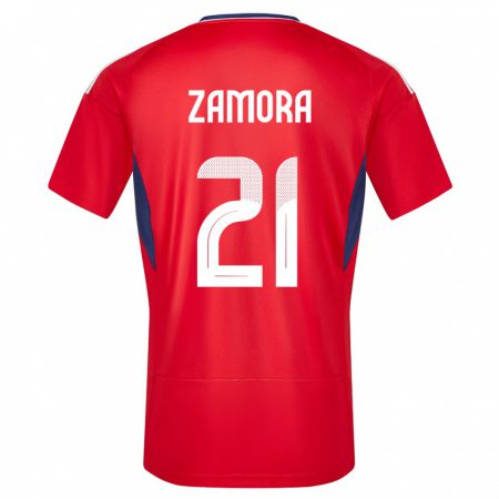 Kandiny Férfi Costa Rica Alvaro Zamora #21 Piros Hazai Jersey 24-26 Mez Póló Ing