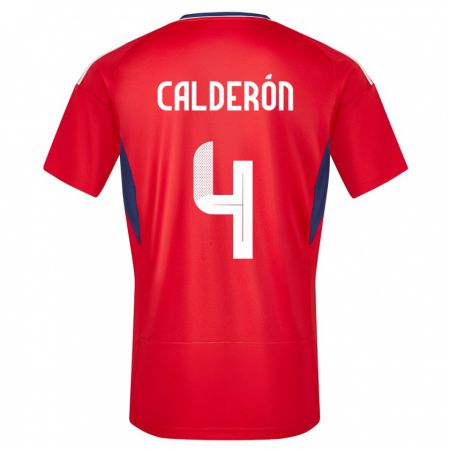 Kandiny Férfi Costa Rica Brandon Calderon #4 Piros Hazai Jersey 24-26 Mez Póló Ing