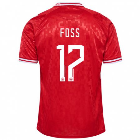 Kandiny Férfi Dánia Jonathan Foss #17 Piros Hazai Jersey 24-26 Mez Póló Ing