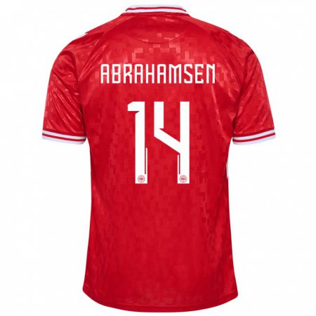 Kandiny Férfi Dánia Mads Abrahamsen #14 Piros Hazai Jersey 24-26 Mez Póló Ing
