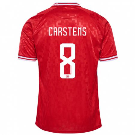 Kandiny Férfi Dánia Signe Carstens #8 Piros Hazai Jersey 24-26 Mez Póló Ing