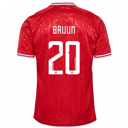 Kandiny Férfi Dánia Signe Bruun #20 Piros Hazai Jersey 24-26 Mez Póló Ing