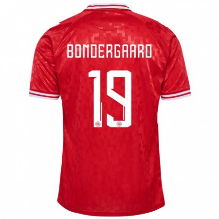 Kandiny Férfi Dánia Asbjorn Bondergaard #19 Piros Hazai Jersey 24-26 Mez Póló Ing