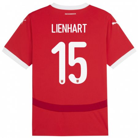Kandiny Férfi Ausztria Philipp Lienhart #15 Piros Hazai Jersey 24-26 Mez Póló Ing
