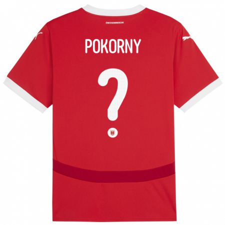 Kandiny Férfi Ausztria Jakob Pokorny #0 Piros Hazai Jersey 24-26 Mez Póló Ing