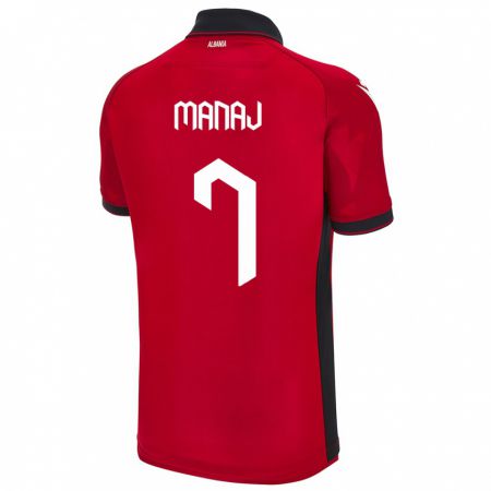 Kandiny Férfi Albania Rey Manaj #7 Piros Hazai Jersey 24-26 Mez Póló Ing