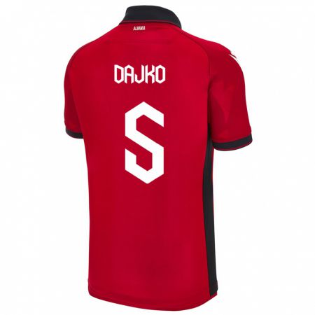 Kandiny Férfi Albania Ajdi Dajko #5 Piros Hazai Jersey 24-26 Mez Póló Ing