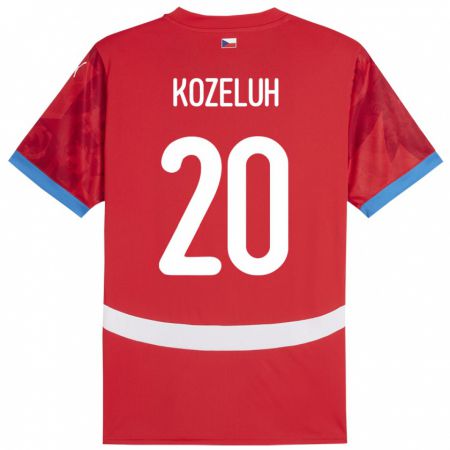 Kandiny Férfi Csehország Josef Kozeluh #20 Piros Hazai Jersey 24-26 Mez Póló Ing