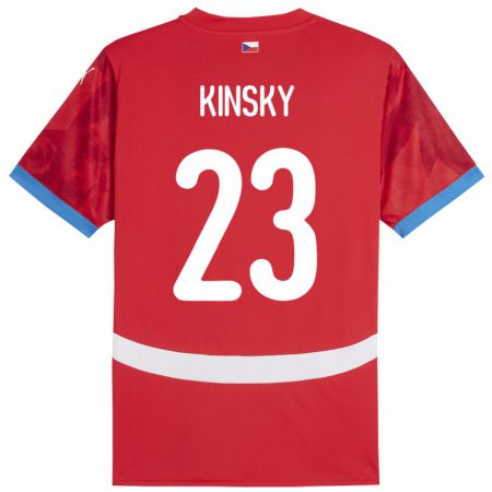 Kandiny Férfi Csehország Antonin Kinsky #23 Piros Hazai Jersey 24-26 Mez Póló Ing