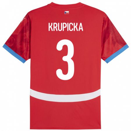 Kandiny Férfi Csehország David Krupicka #3 Piros Hazai Jersey 24-26 Mez Póló Ing