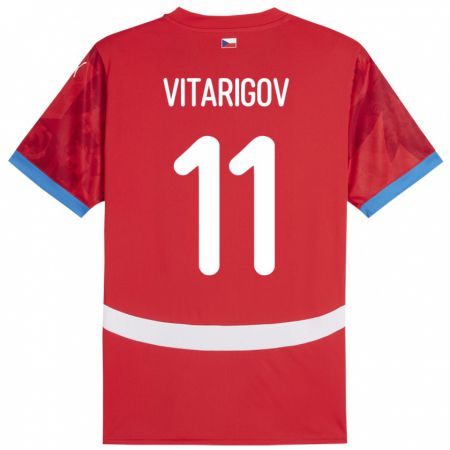 Kandiny Férfi Csehország Arsen Vitarigov #11 Piros Hazai Jersey 24-26 Mez Póló Ing