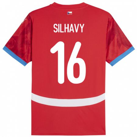 Kandiny Férfi Csehország Matyas Silhavy #16 Piros Hazai Jersey 24-26 Mez Póló Ing