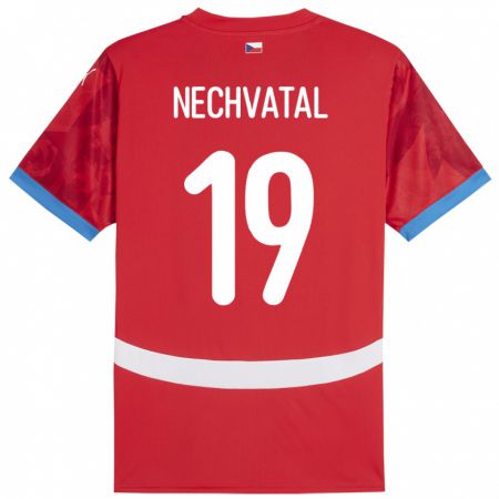 Kandiny Férfi Csehország Matyas Nechvatal #19 Piros Hazai Jersey 24-26 Mez Póló Ing