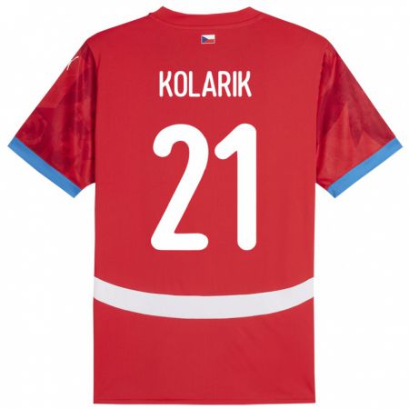 Kandiny Férfi Csehország Josef Kolarik #21 Piros Hazai Jersey 24-26 Mez Póló Ing