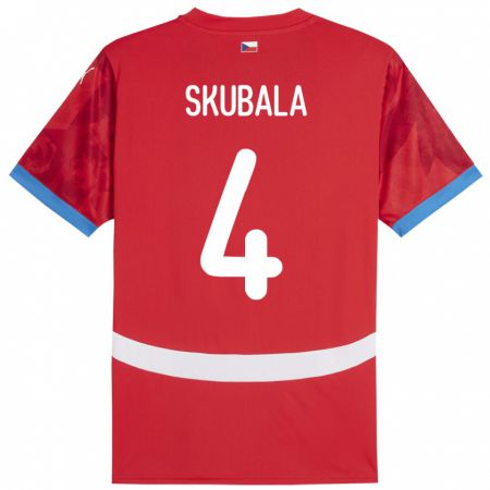 Kandiny Férfi Csehország Tomas Skubala #4 Piros Hazai Jersey 24-26 Mez Póló Ing