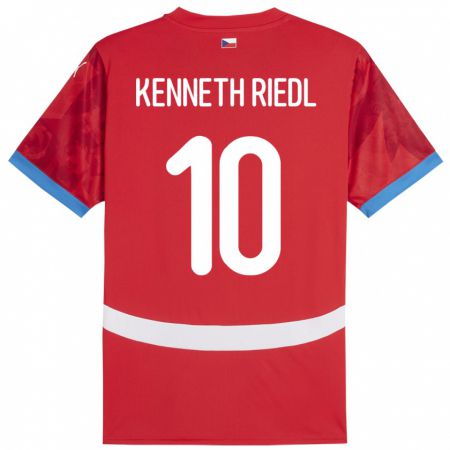 Kandiny Férfi Csehország Victor Kenneth Riedl #10 Piros Hazai Jersey 24-26 Mez Póló Ing