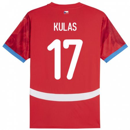 Kandiny Férfi Csehország Martin Kulas #17 Piros Hazai Jersey 24-26 Mez Póló Ing