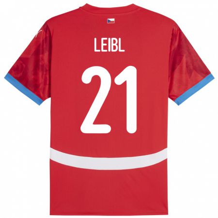 Kandiny Férfi Csehország Adam Leibl #21 Piros Hazai Jersey 24-26 Mez Póló Ing