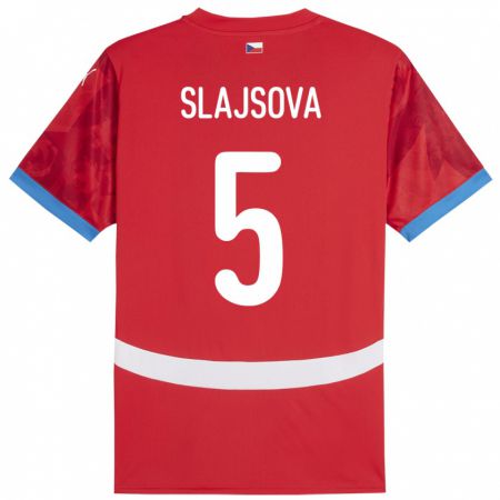 Kandiny Férfi Csehország Gabriela Šlajsová #5 Piros Hazai Jersey 24-26 Mez Póló Ing