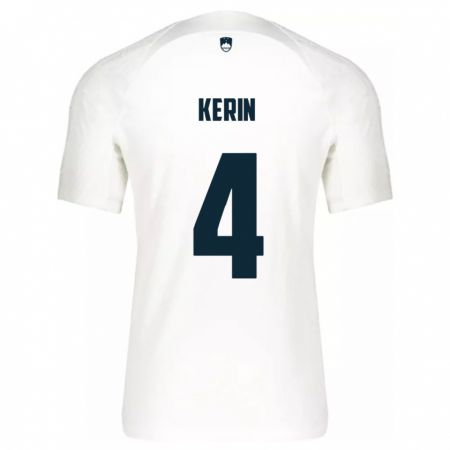 Kandiny Férfi Szlovénia Mark Kerin #4 Fehér Hazai Jersey 24-26 Mez Póló Ing