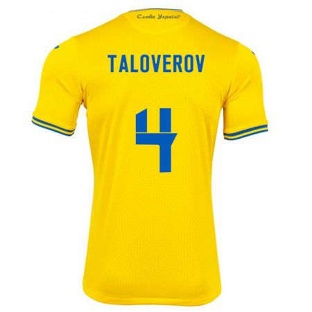 Kandiny Férfi Ukrajna Maksym Taloverov #4 Sárga Hazai Jersey 24-26 Mez Póló Ing