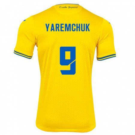 Kandiny Férfi Ukrajna Roman Yaremchuk #9 Sárga Hazai Jersey 24-26 Mez Póló Ing