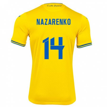 Kandiny Férfi Ukrajna Oleksandr Nazarenko #14 Sárga Hazai Jersey 24-26 Mez Póló Ing