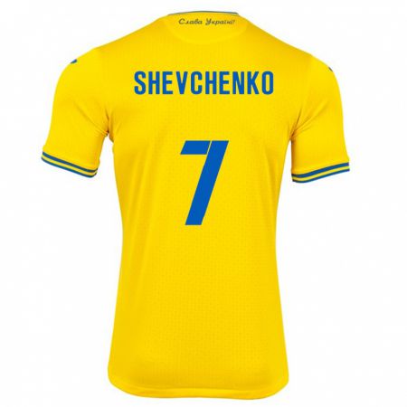 Kandiny Férfi Ukrajna Kristian Shevchenko #7 Sárga Hazai Jersey 24-26 Mez Póló Ing