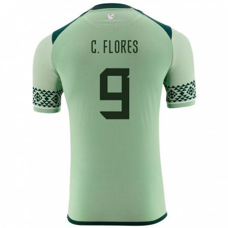 Kandiny Férfi Bolívia Cesar Flores #9 Világos Zöld Hazai Jersey 24-26 Mez Póló Ing