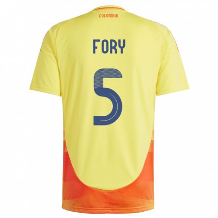 Kandiny Férfi Kolumbia Jimer Fory #5 Sárga Hazai Jersey 24-26 Mez Póló Ing